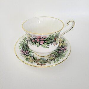 Paragon Demitasse Cup & Saucer To Her Majesty the Queen, Floral Leaves, c1938-52